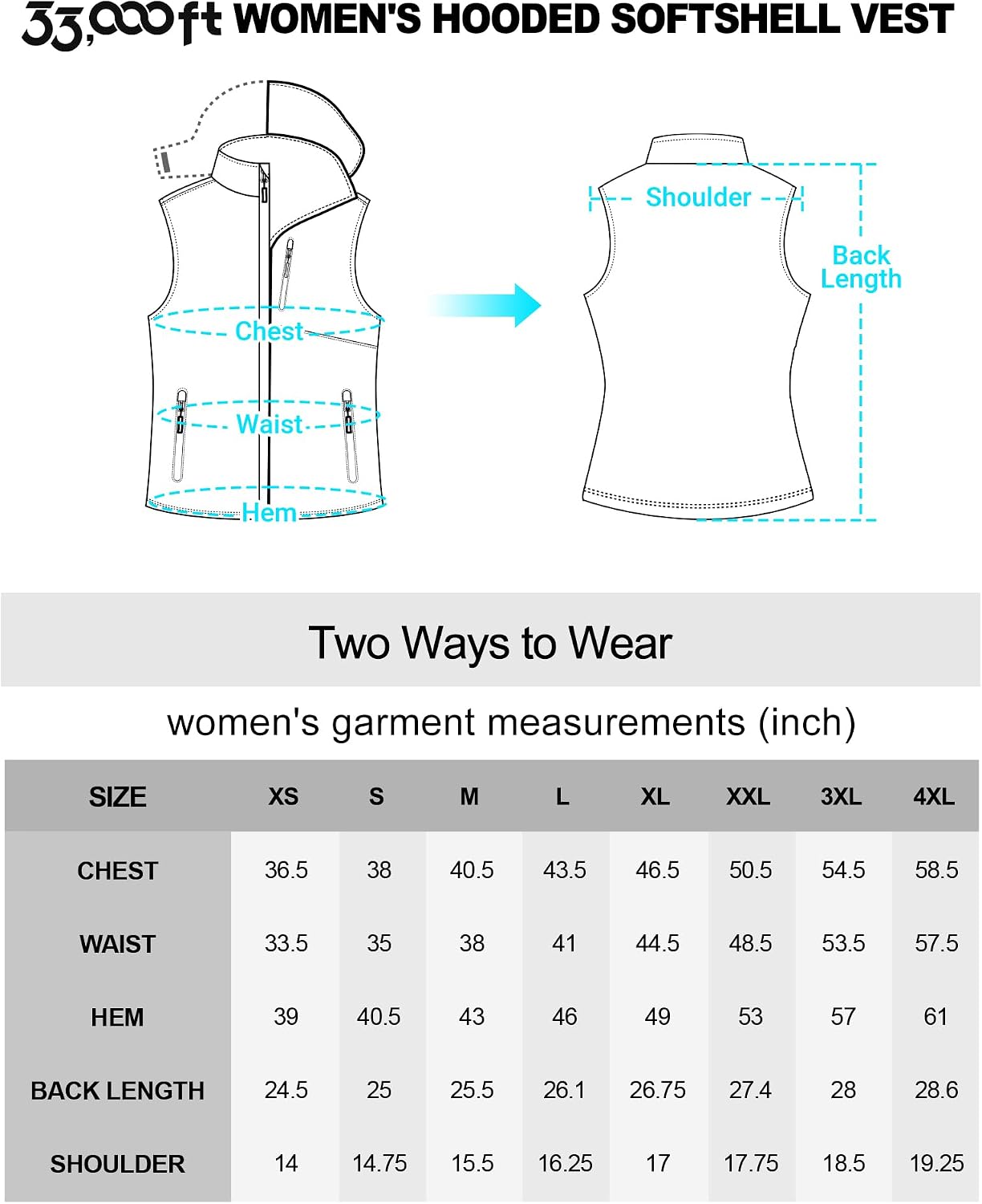 Thumbnail 5 de 33,000ft Women's Lightweight Softshell Gilet with Hood