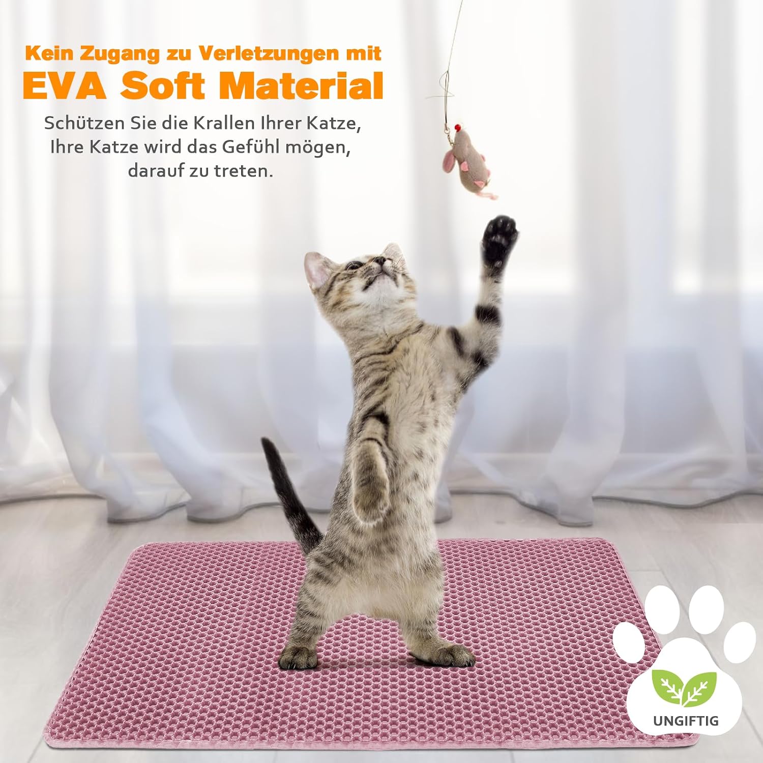 Detalle 2 de Blissstorm Katzenklo Matte 60x90 cm – Doppel-Schicht EVA Streu-Matte, wasserdicht und geruchsneutral
