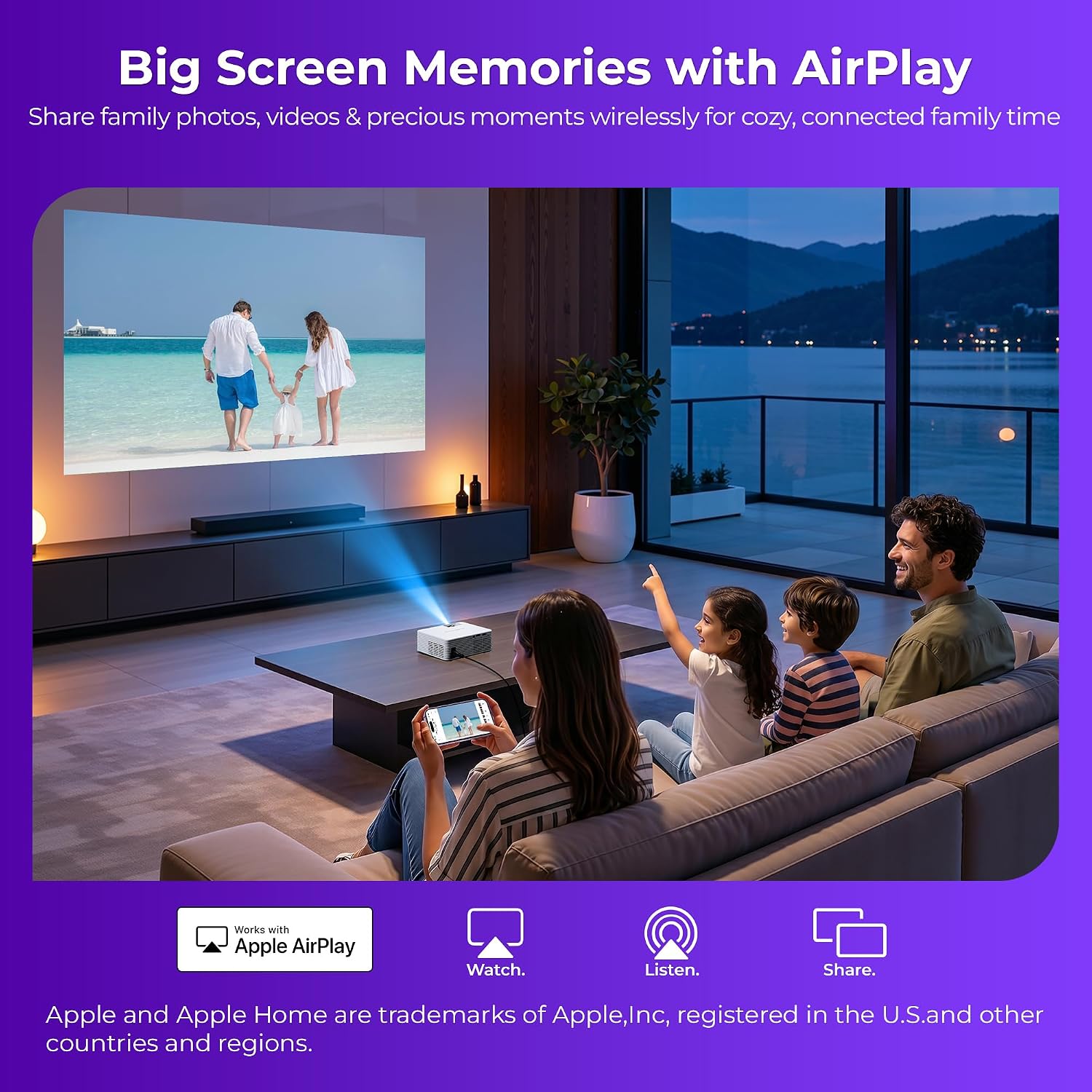 Detalle de ELEPHAS Roku TV Smart Projector, 1280 x 720, Wi-Fi and Bluetooth