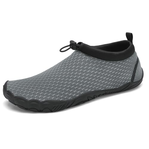 Detalle de Mishansha Herren Badeschuhe Barfuß Wasserschuhe Dunkelgrau Gr.39