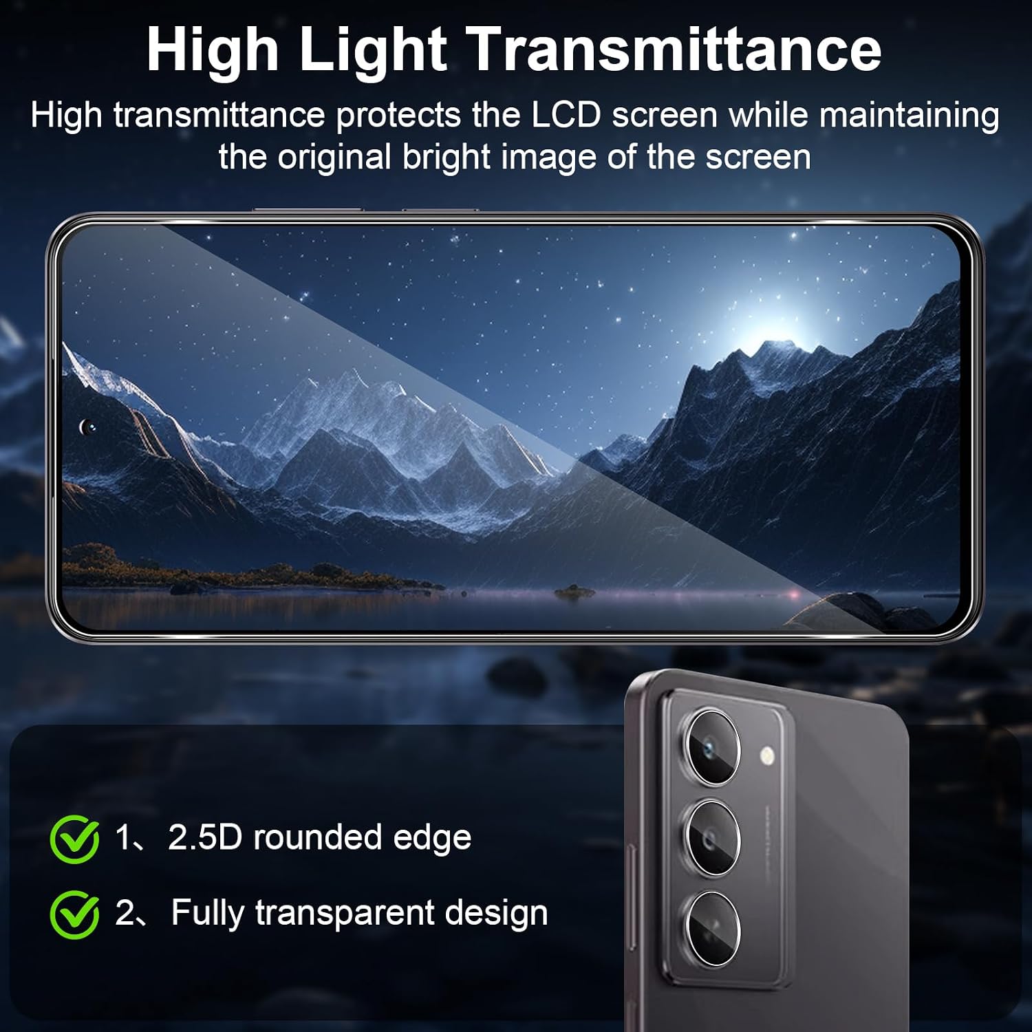 Detalle de Funrae Panzerglas-Schutzfolie für Realme C75 5G – 2x Displayschutz & 2x Kamera-Schutzfolie, 9H, blasenfrei