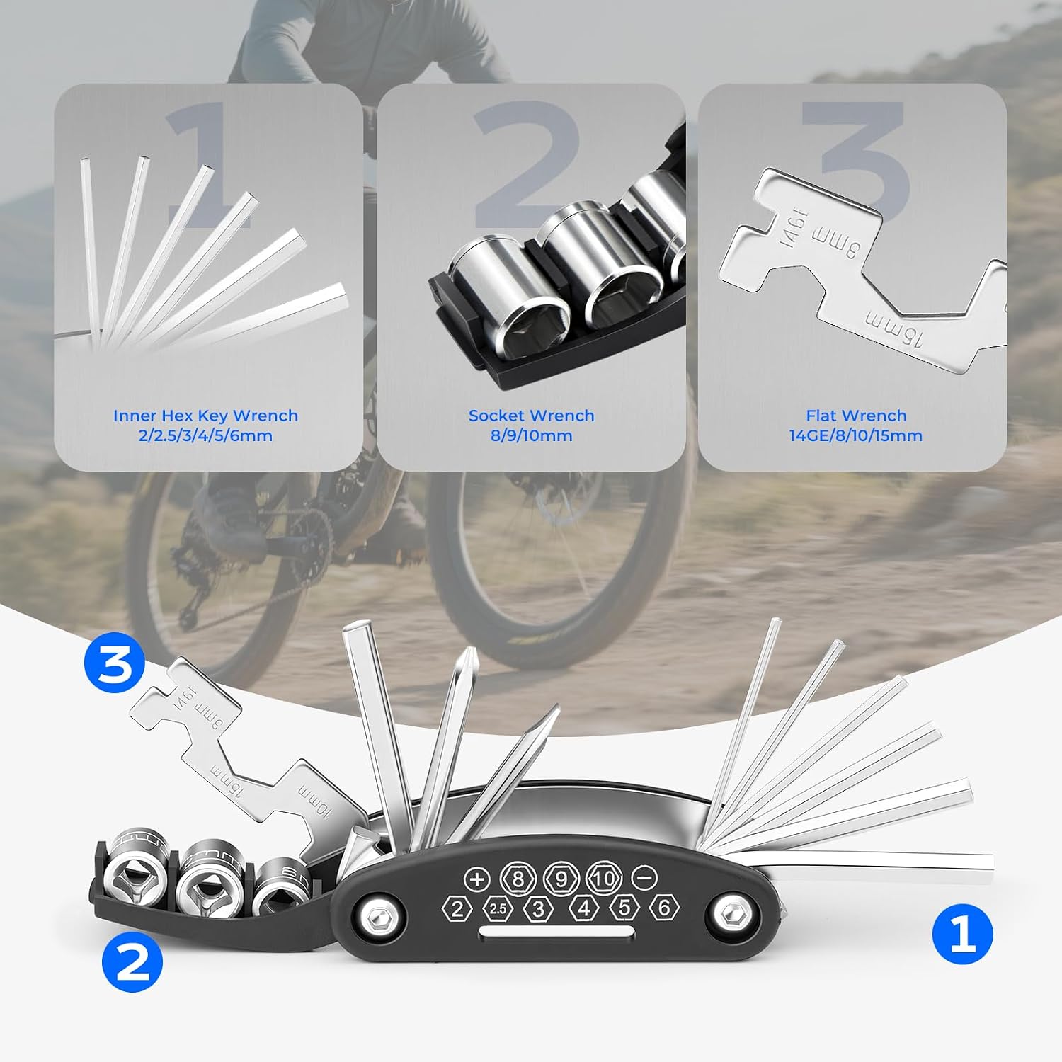 Thumbnail 1 de All-in-One Bike Tool Kit & Puncture Repair Kit: A Practical Pocket Fix-It for Road, MTB & BMX