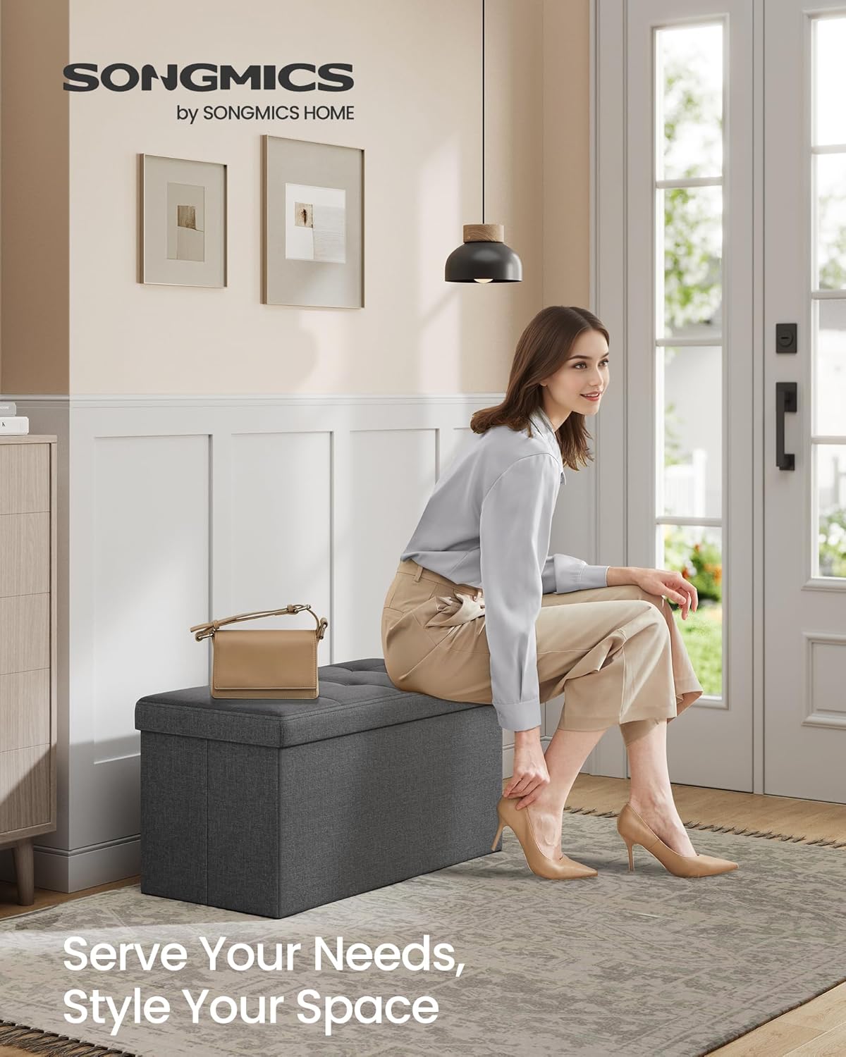 Detalle de SONGMICS Folding Storage Ottoman Bench 30 Inches
