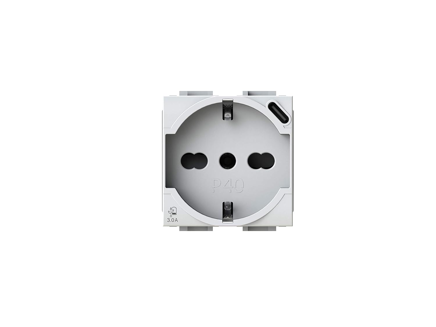 Detalle de 4box P40 USB 3.0 presa Schuko con USB-C compatibile Bticino LivingLight Bianca