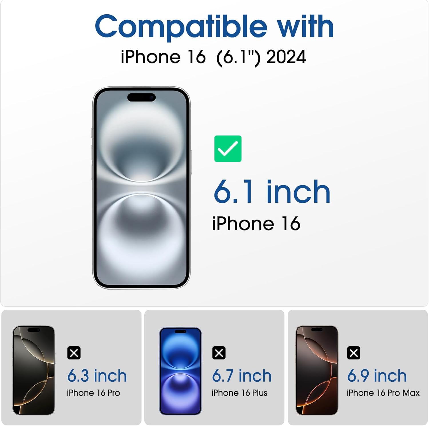 Detalle 2 de amFilm OneTouch 2+2 Pack: Premium 6.1" iPhone 16 Screen Protector & Camera Lens Shield with Auto-Alignment