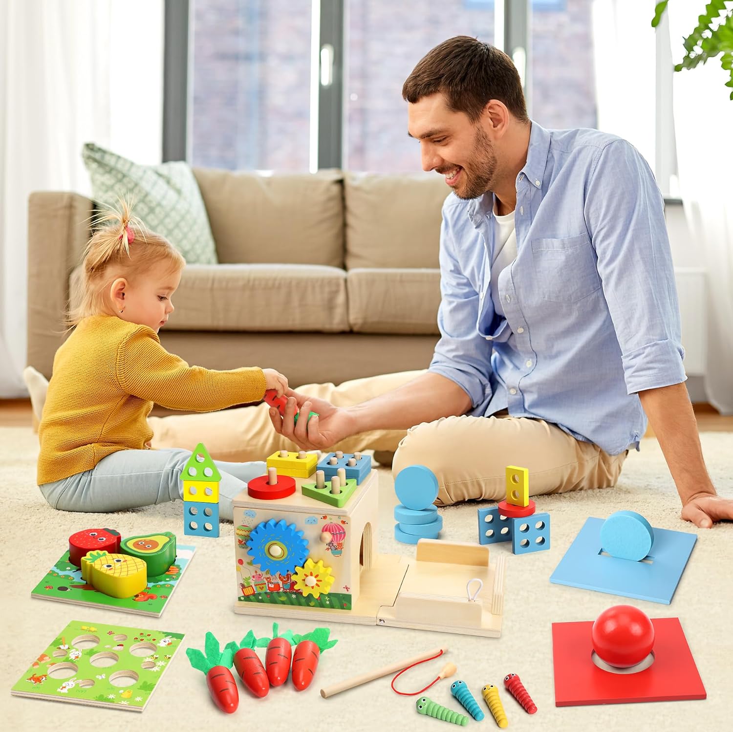 Thumbnail 6 de COOLJOY Giochi Bambini 2 Anni Cubo Multiattività in Legno 8-in-1 Montessori