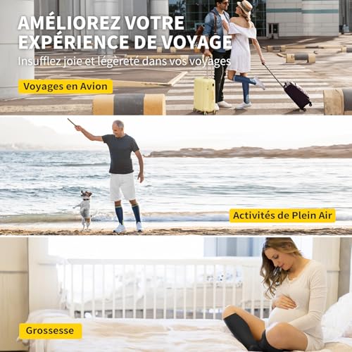 Thumbnail 7 de CAMBIVO Bas de contention 20-30 mmHg — 3 paires, Classe 2, Noir, L-XL (femme et homme)
