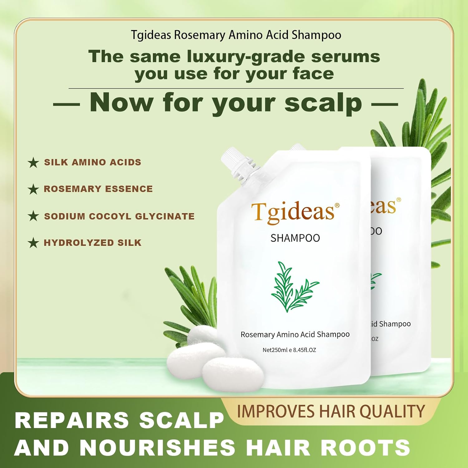 Thumbnail 1 de Tgideas Rosemary Amino Acid Shampoo (8.45 fl.oz) with Zinc PCA — 2-Pack for Thinning Hair