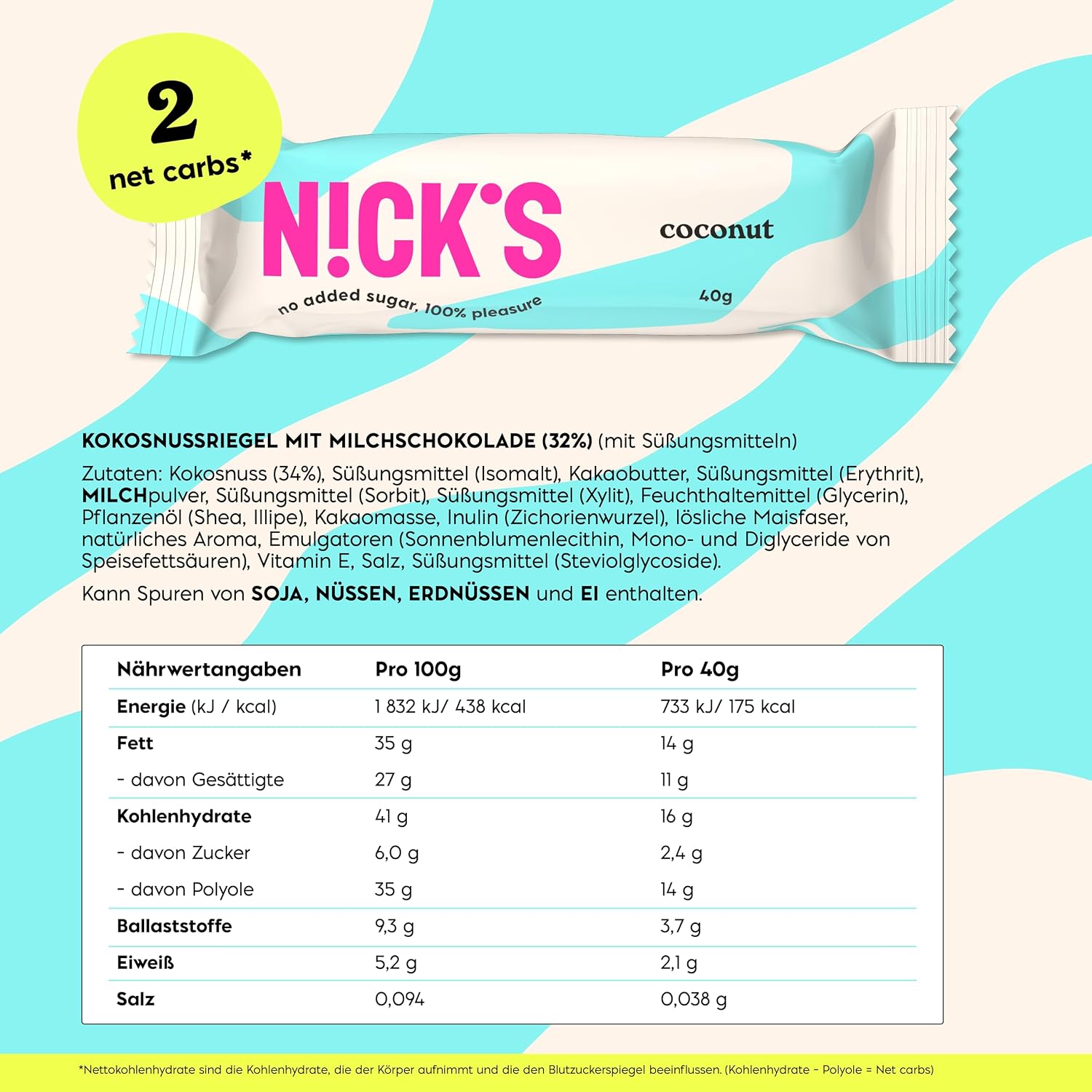 Thumbnail 1 de NICKS Keto Riegel Coconut