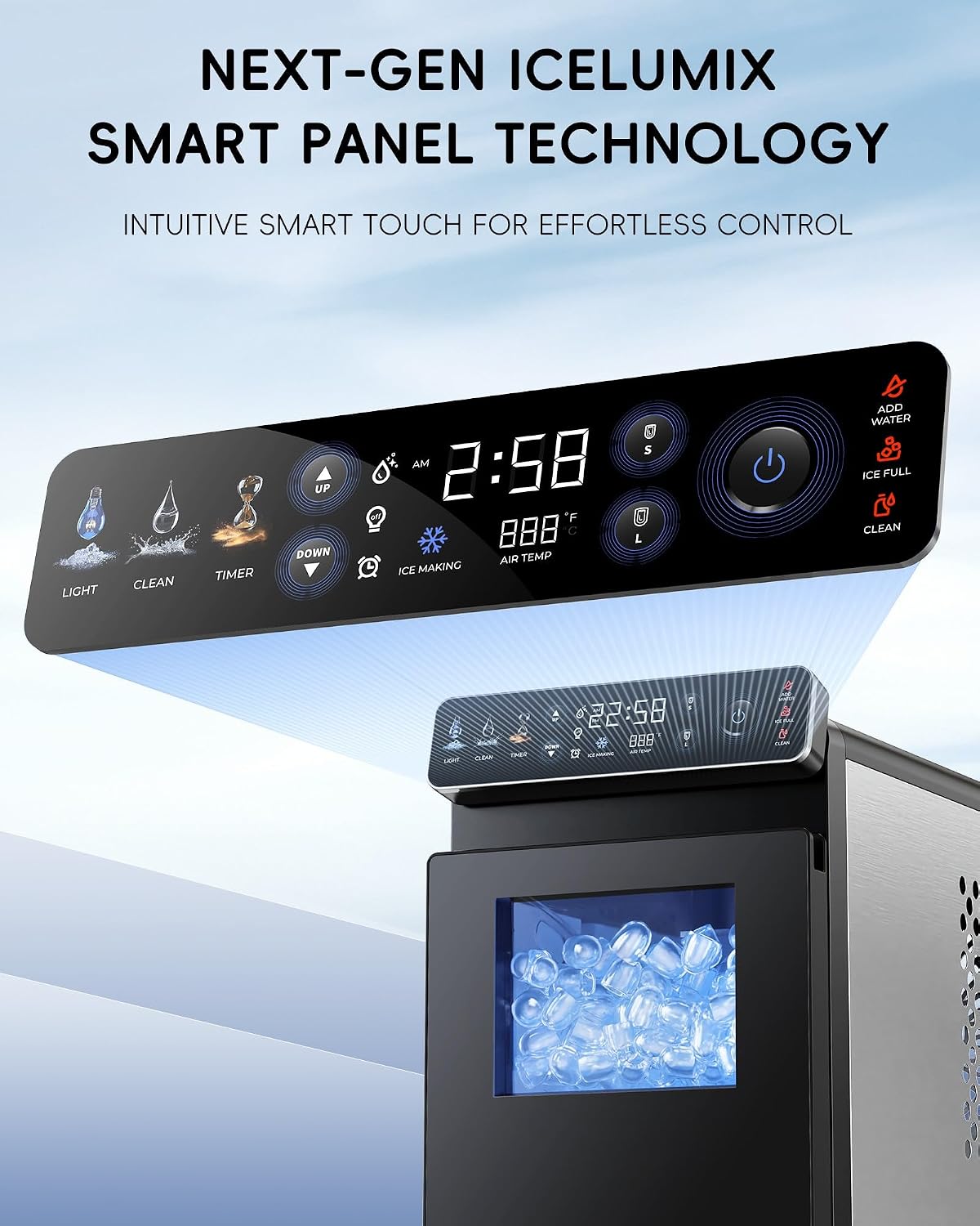 Detalle 2 de ecozy Ice Maker Machine Countertop: Compact, colourful interface with fast ice