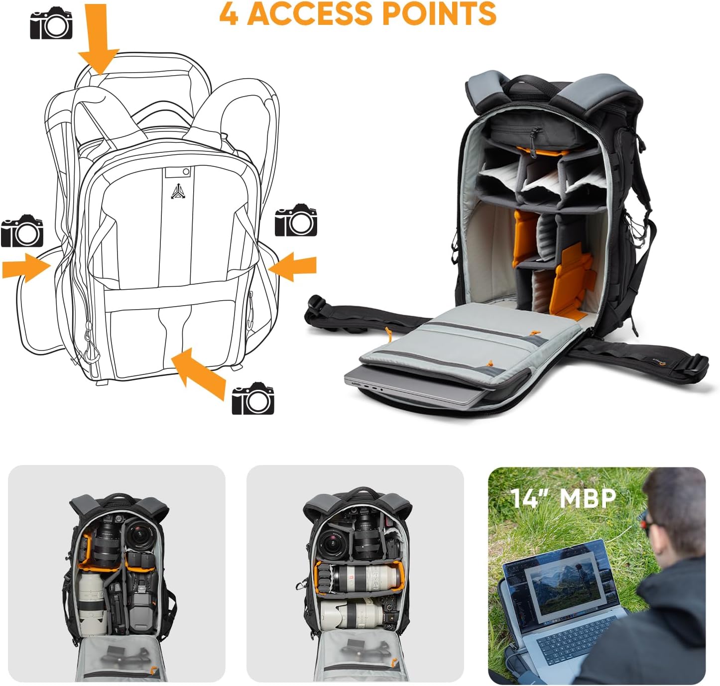Detalle de Lowepro ProTactic BP 350 AW III Zaino professionale per fotocamera e accessori (fino a 14")