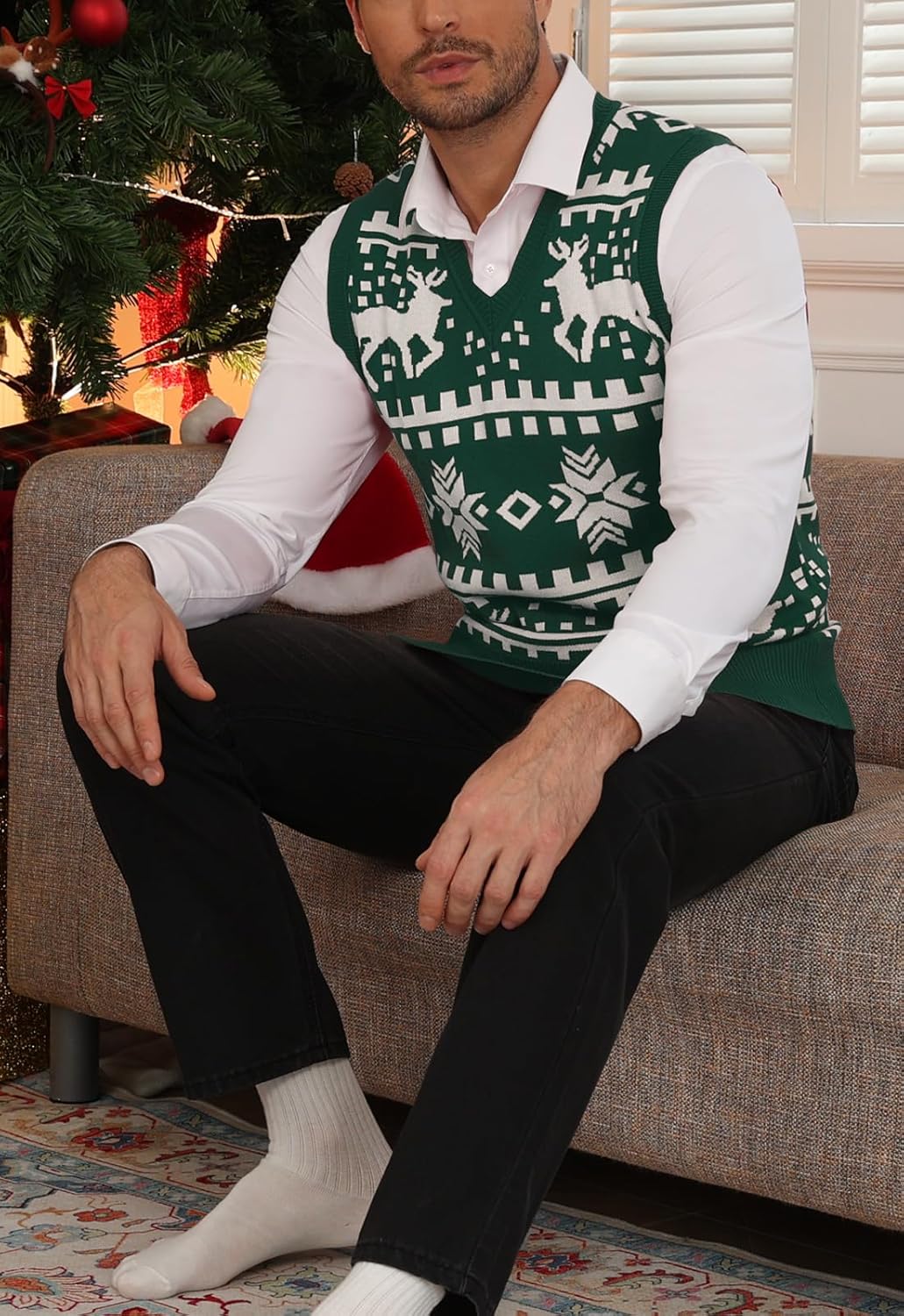 Thumbnail 2 de KUYIGO men’s sleeveless V-neck knitted sweater vest waistcoat
