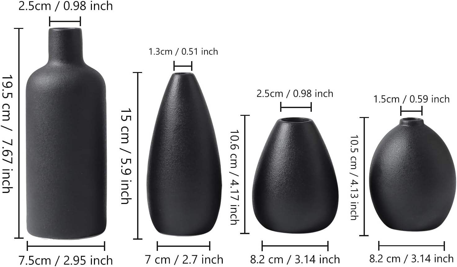 Thumbnail 6 de Set de 4 petits vases en céramique blanche CEMABT (style minimaliste, texture givrée)