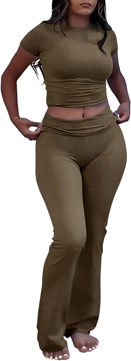 Thumbnail 6 de YETOWA Women's 2-Piece Outfits: Low Rise Flare Leg Set