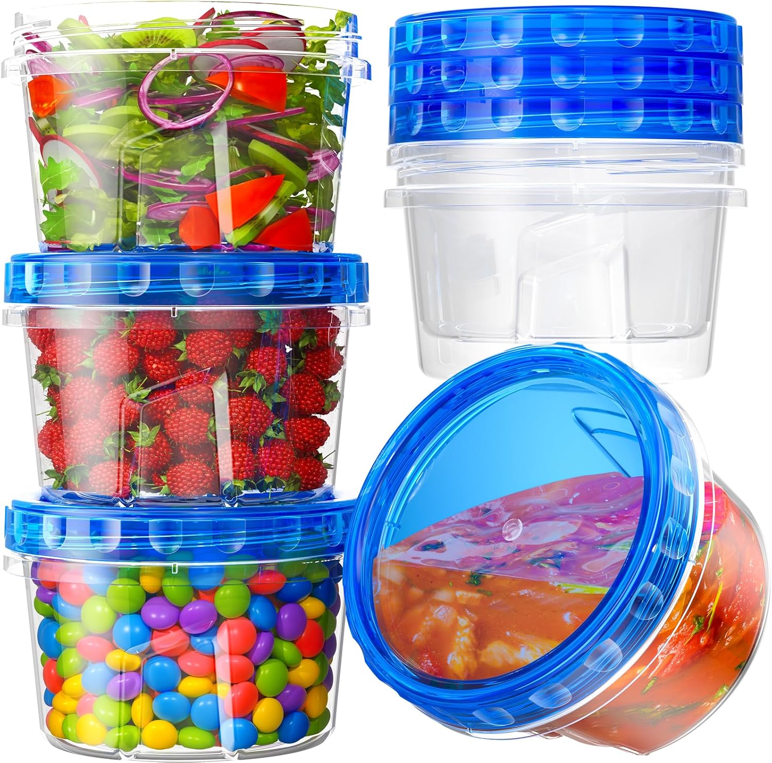 Detalle de BiuLeon 6-Pack 17oz Freezer Storage Containers with Twist-Top Lids (BPA-Free, Microwave & Dishwasher Safe)