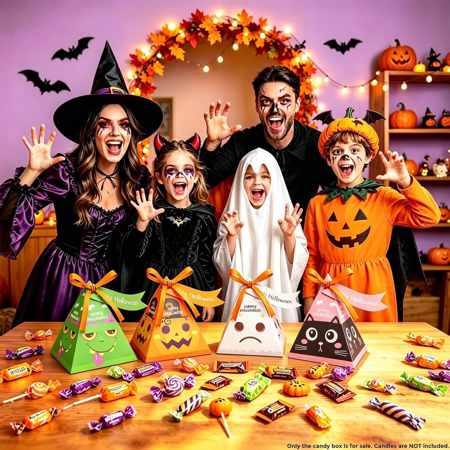 Detalle de Halloween Treat Boxes, 3.5-Inch Pyramid Set