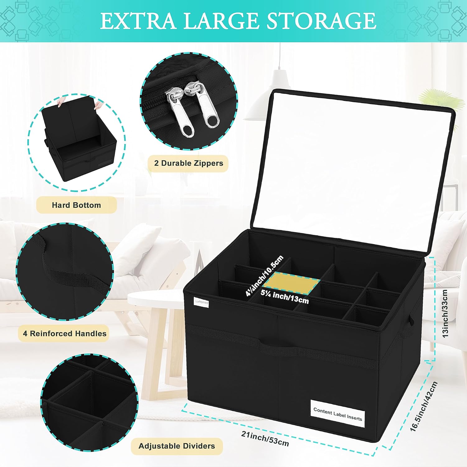 Detalle de LUVHOMEE Shoe Organiser for Closet – Fits 16 Pairs, Large Clear Foldable Storage Bins