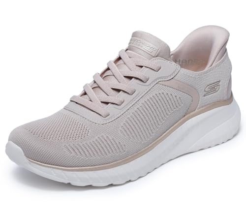 Detalle de Skechers Damen Bobs Squad Chaos Current Muse Slip-In Schuhe – Natural/Gold Textile, Größe 39 EU
