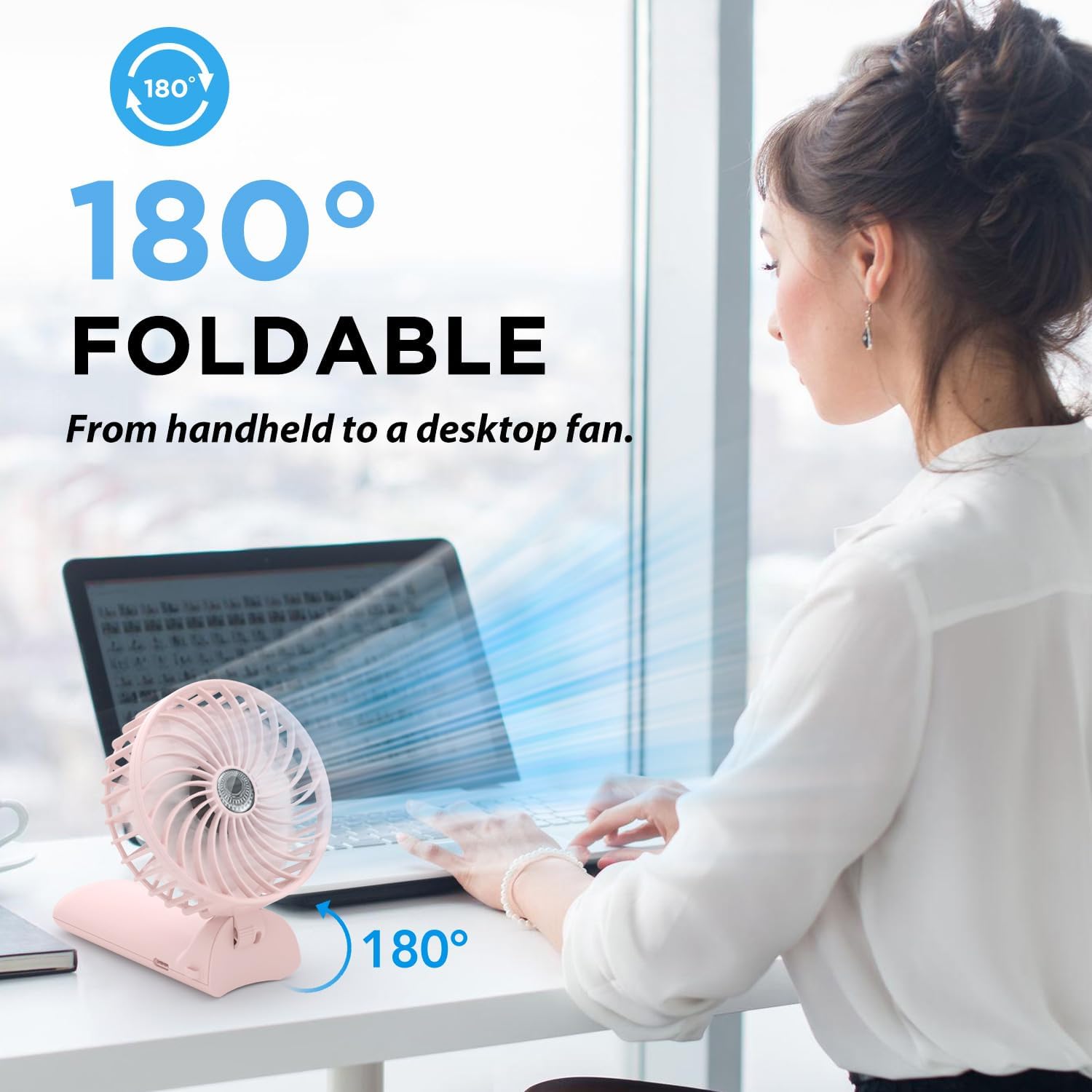 Thumbnail 2 de Lepwings Portable Mini Handheld Fan – 16-Hour USB Rechargeable Neck Fan (Pink)