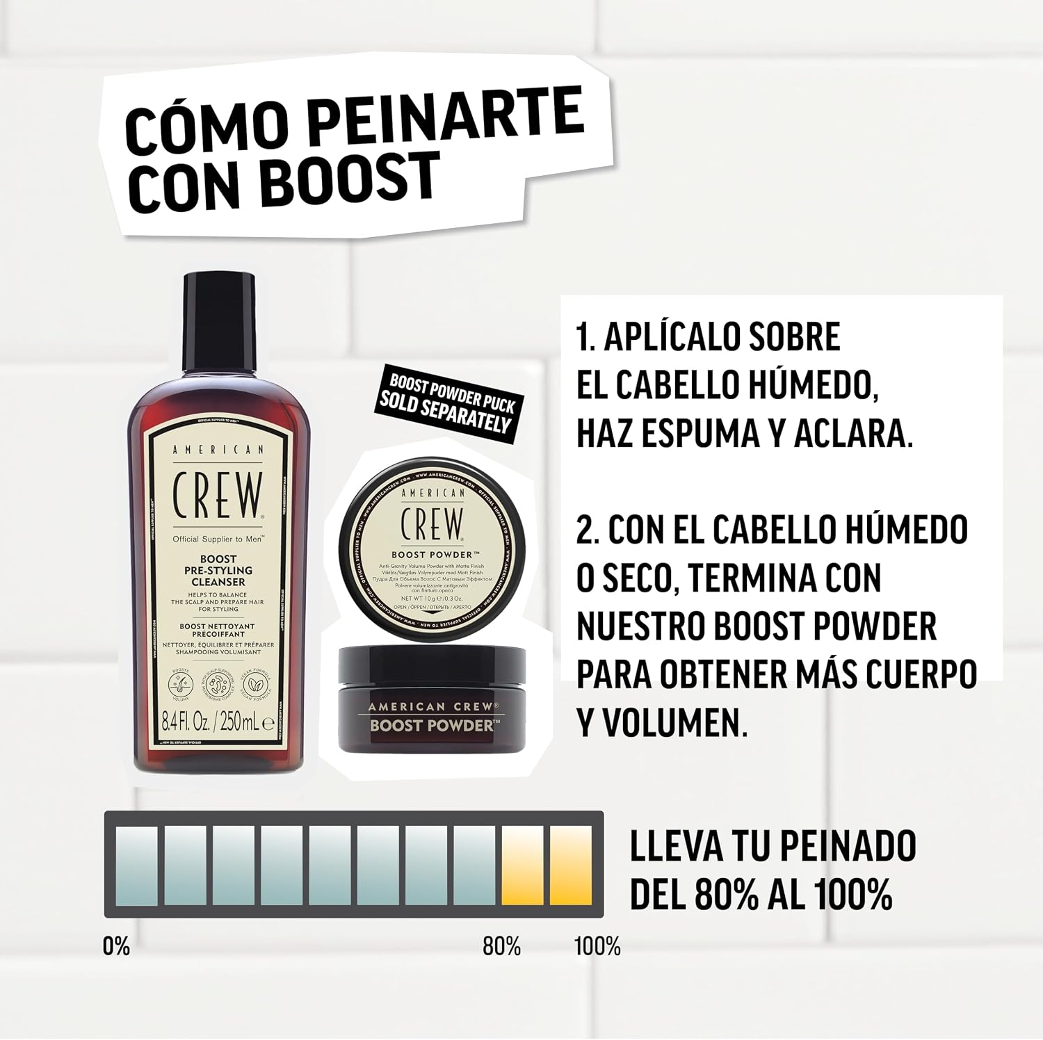 Detalle de American Crew Boost Pre-Styling Cleanser 💇♂️ Voluminizador para hombres