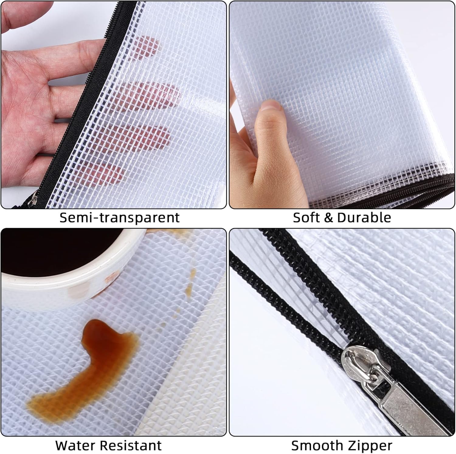 Detalle 2 de Plastic Wallets A4 Zip Wallets 12-Pack