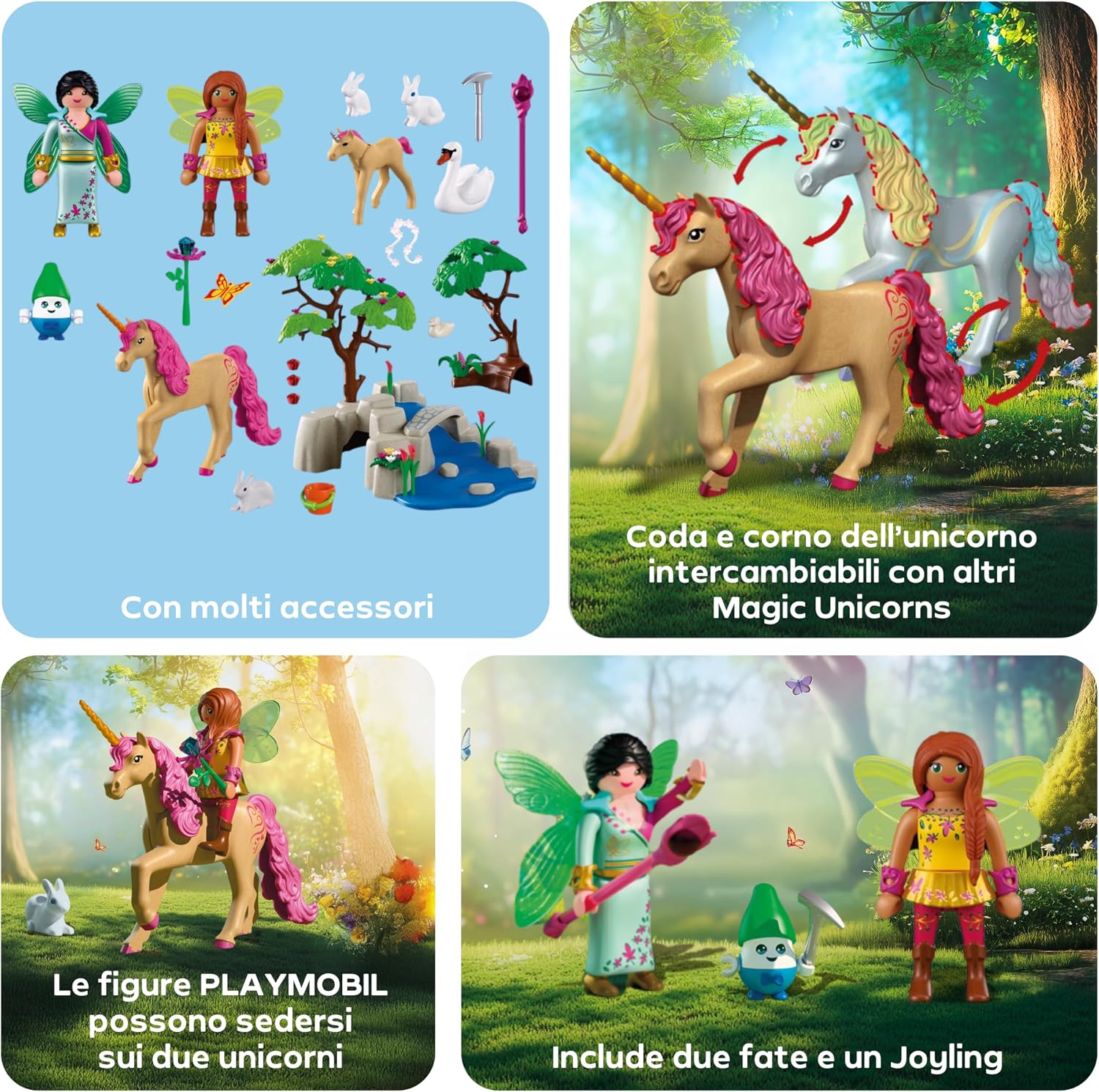 Detalle de PLAYMOBIL Fantasy & Magic Fairy Outing 72067 – Famiglia di fate e unicorni