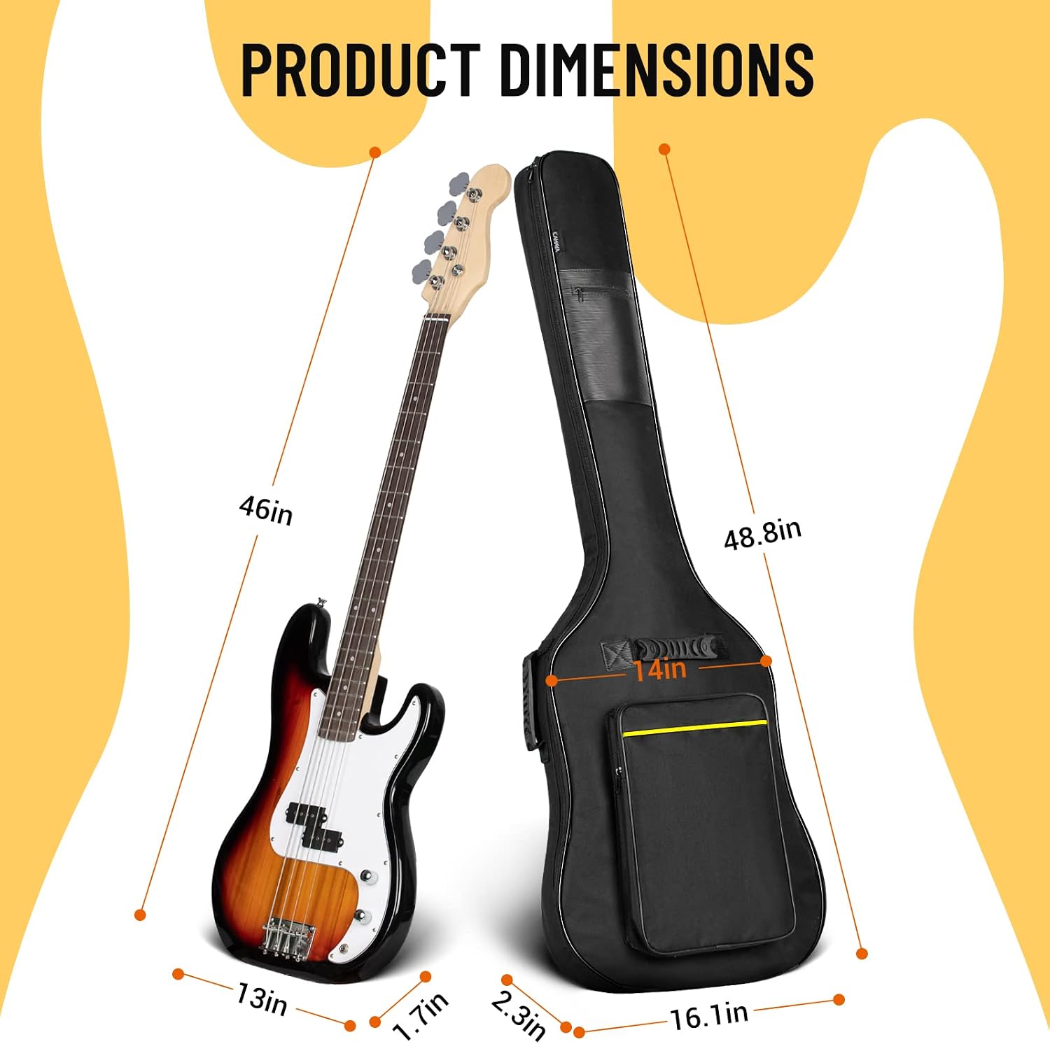 Thumbnail 6 de CAHAYA US-CGB0222 Bass Guitar Gig Bag, 0.3-Inch Padding, Backpack Straps