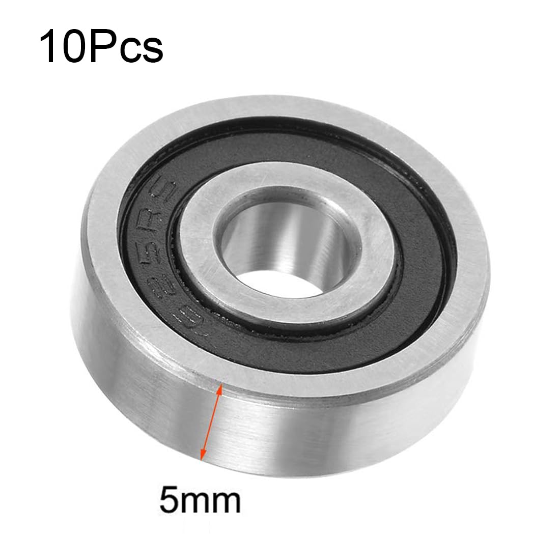 Thumbnail 3 de ROWORKX 625+2RS Deep Groove Ball Bearings (10 Pieces) 5x16x5mm – Double Sealed Chrome Steel for Skateboards and Small Machinery