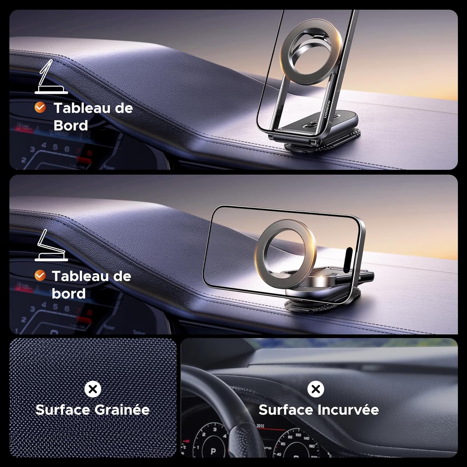 Thumbnail 5 de UGREEN Support téléphone voiture 80×42 mm