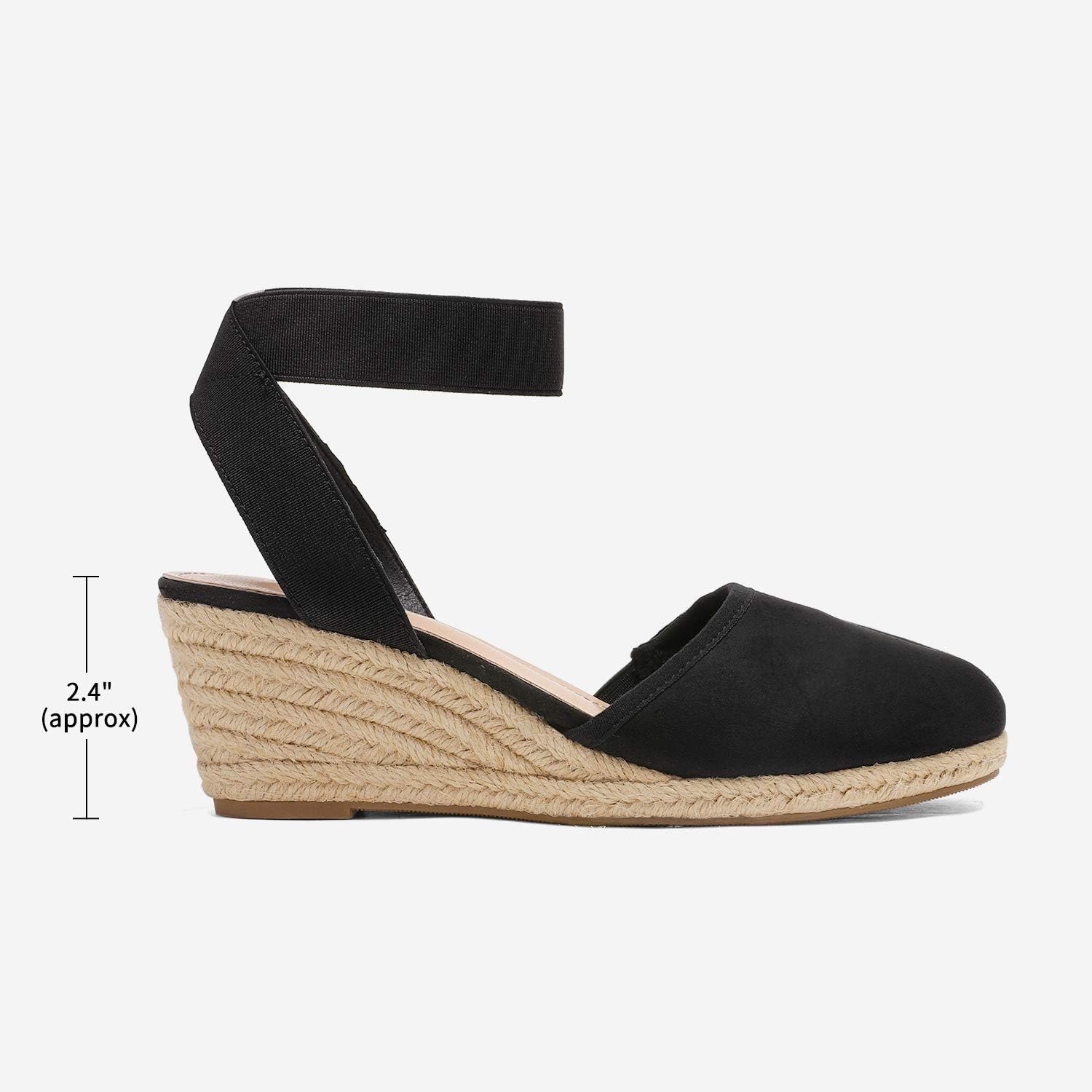 Detalle de DREAM PAIRS Women's Elastic Ankle Strap Espadrilles Wedge Sandals