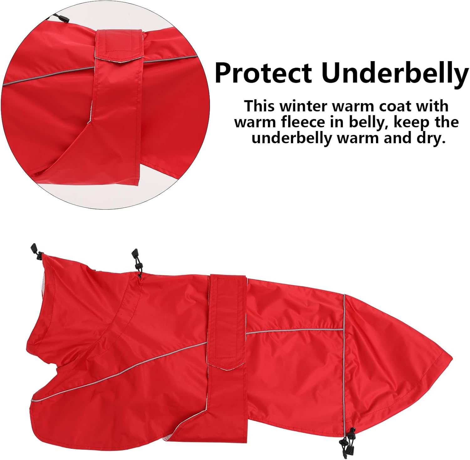 Thumbnail 3 de Greyhound Lurcher Raincoat (Whippet rain gear) in Red, reflective trim, adjustable bands – Xlarge