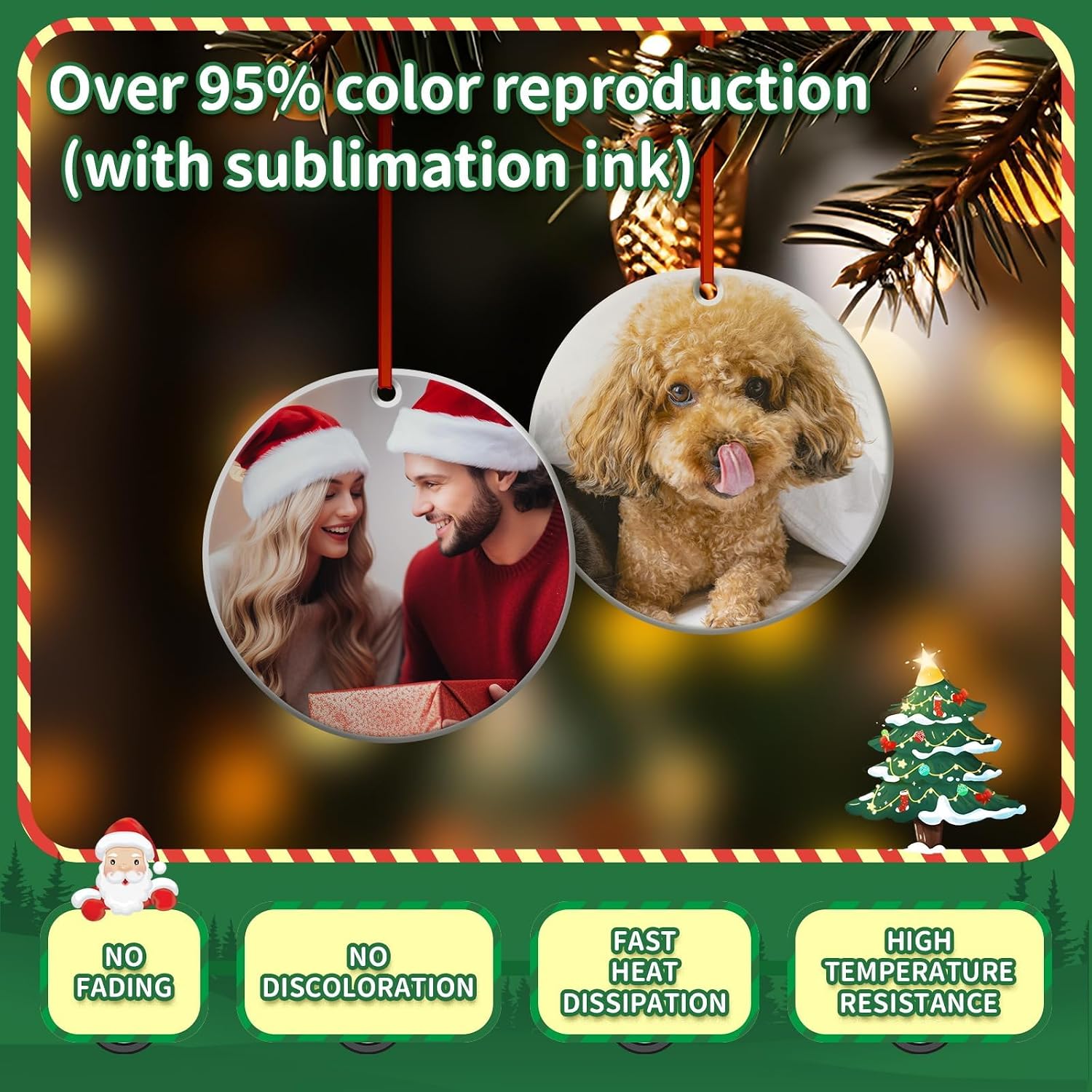Detalle de HTVRONT SG-RSHYP-0002-US Sublimation Ornament Blanks, Double-Sided MDF