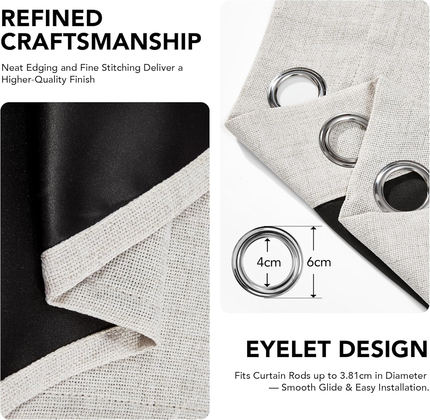 Thumbnail 4 de Deconovo Rideaux occultants en lin avec œillets 140 x 270 cm (lot de 2) — aspect unis et confort thermique