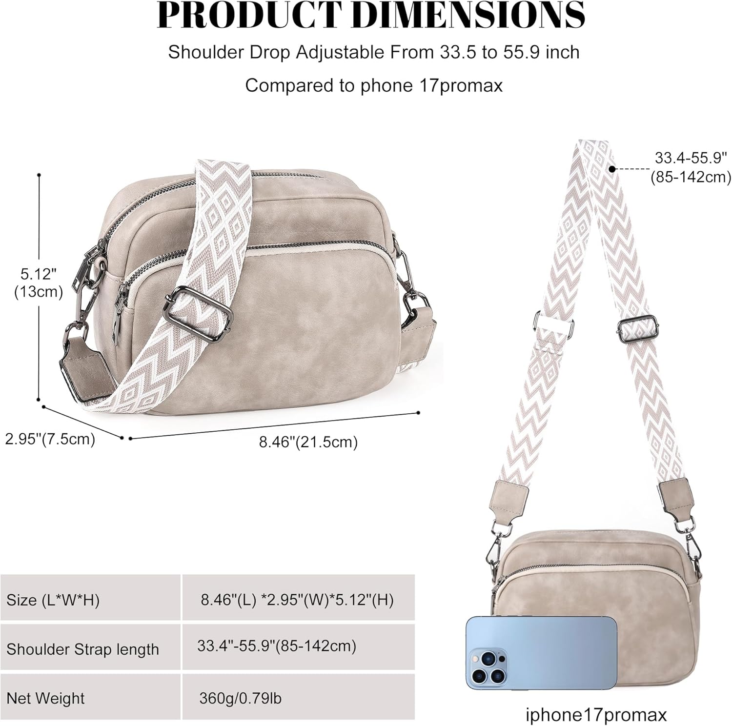 Thumbnail 2 de TANTOMI Small Leather Crossbody Bag for Women: A Practical Everyday Crossbody with Adjustable Strap