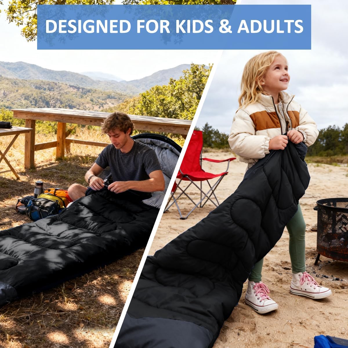 Detalle 2 de oaskys 3-Season Camping Sleeping Bag, 50–68°F, Adjustable Hood