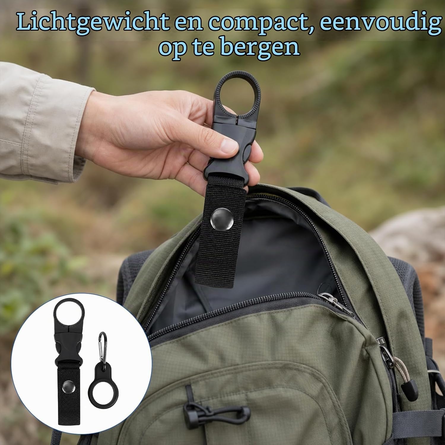 Detalle 2 de WIYANQIU set van 8 flessenhouders met karabijnhaak, nylon en verstelbare gesp