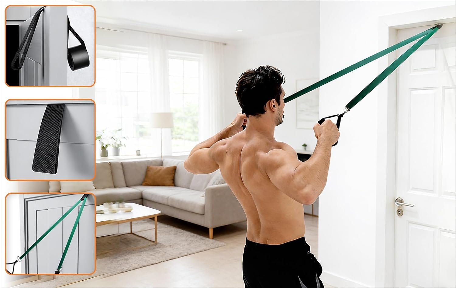 Detalle de CoQuad 5-Level Resistance Bands Set, 5–125LBS with Handles and Door Anchor