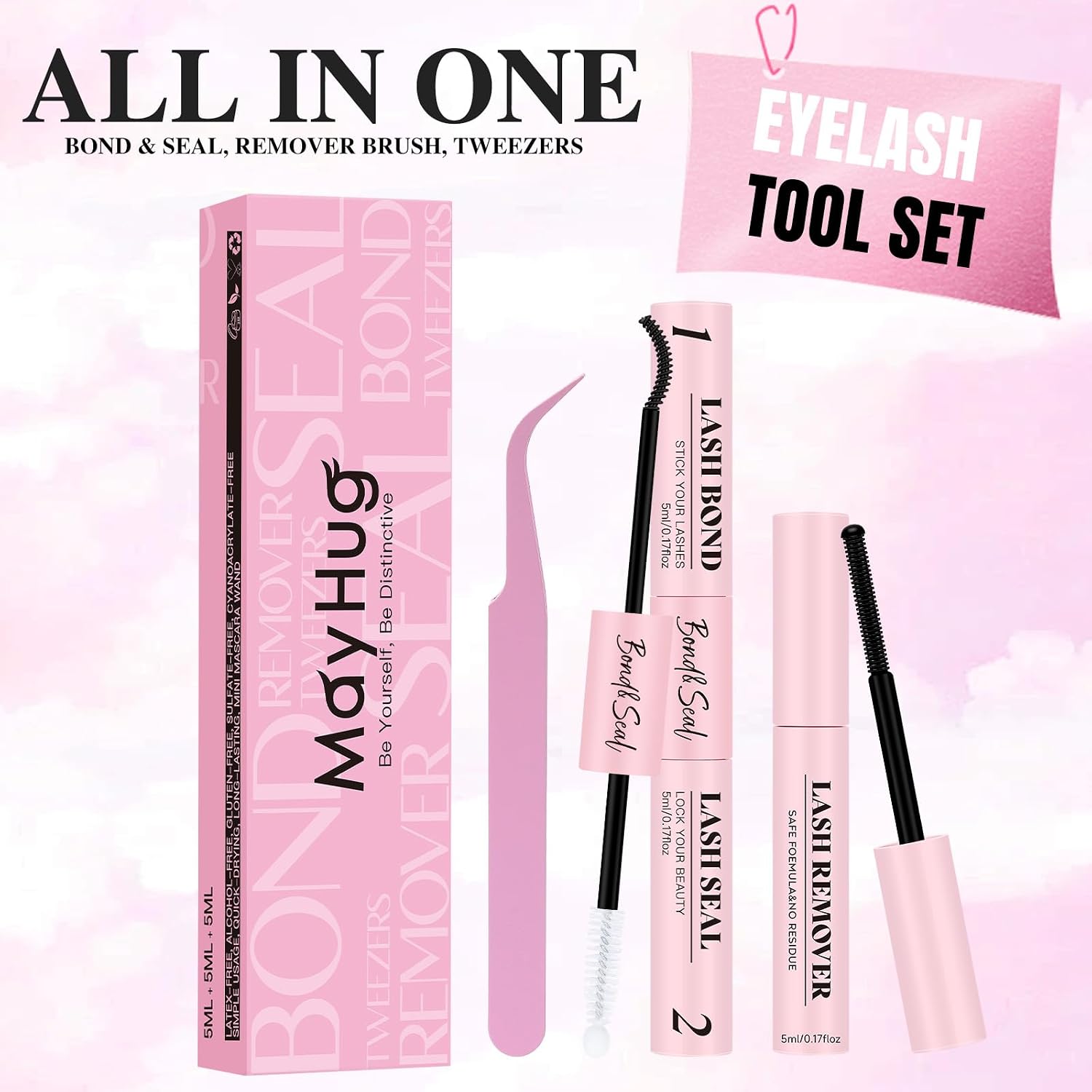 Thumbnail 4 de Mayhug Lash Bond & Seal wimperlijmset voor clusterwimpers met remover en pincet