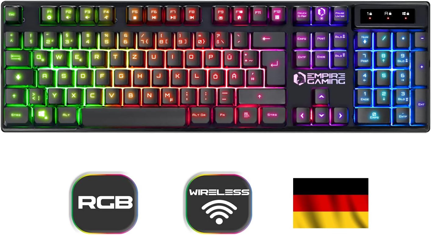 Thumbnail 1 de EMPIRE GAMING Armor RF800 Wireless Set (QWERTZ DE) – 2,4GHz RGB-Tastatur, Maus mit 4800 DPI & Mauspad