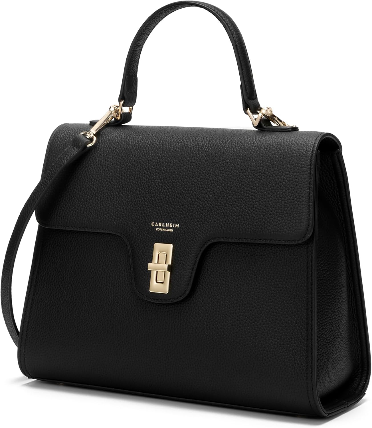 Detalle 2 de Carlheim Gotland Estelle Genuine Leather Handbag (Schwarz) – hochwertige Ledertasche aus echtem Rindsleder