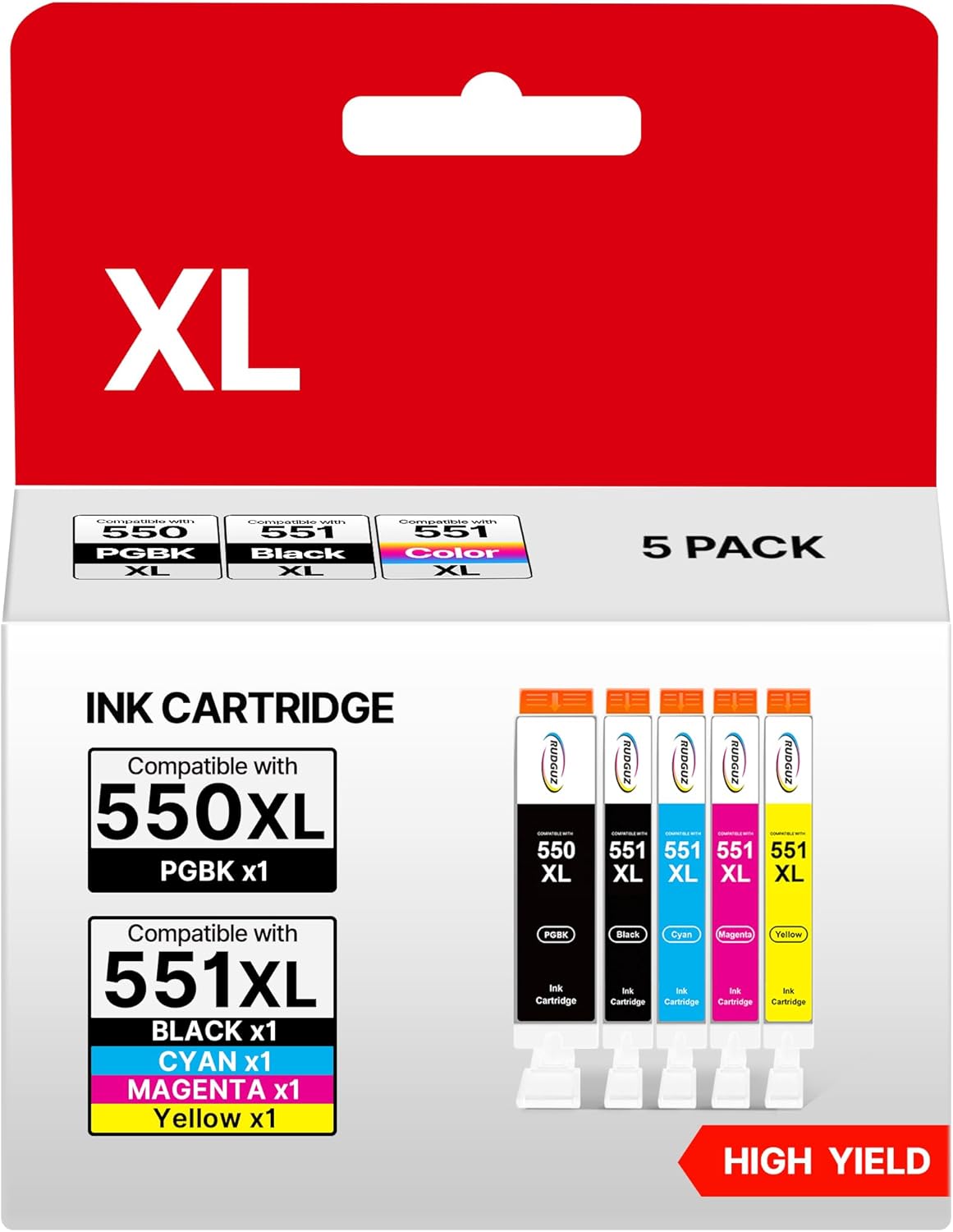 Detalle de RUDGUZ 551 XL Multipack Druckerpatronen 5er-Pack 🖨