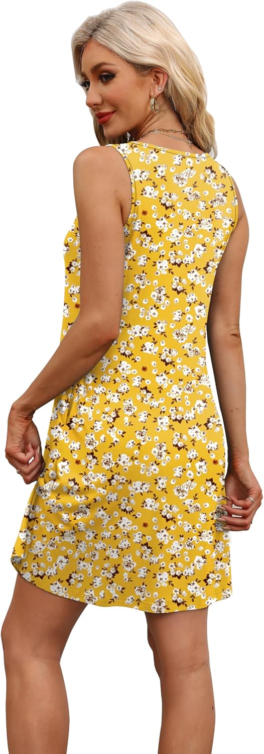 Detalle 2 de WEESO Women's Summer Dress: Loose U-Neck Sleeveless Sundress with Pockets