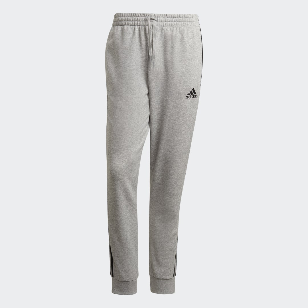 Detalle 2 de Adidas Essentials French Terry Tapered Cuff, pantalón gris con 3 bandas