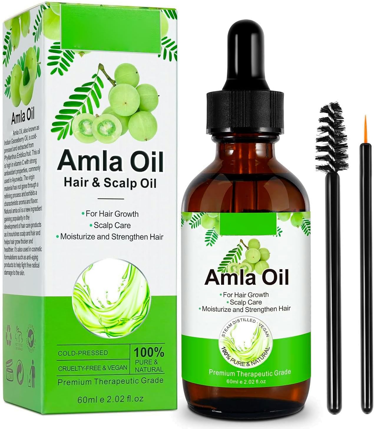 Detalle de Amla Oil 60ML – Huile d'Amla pour cheveux fortifiés et vitalité, lutte contre la perte et grisaille