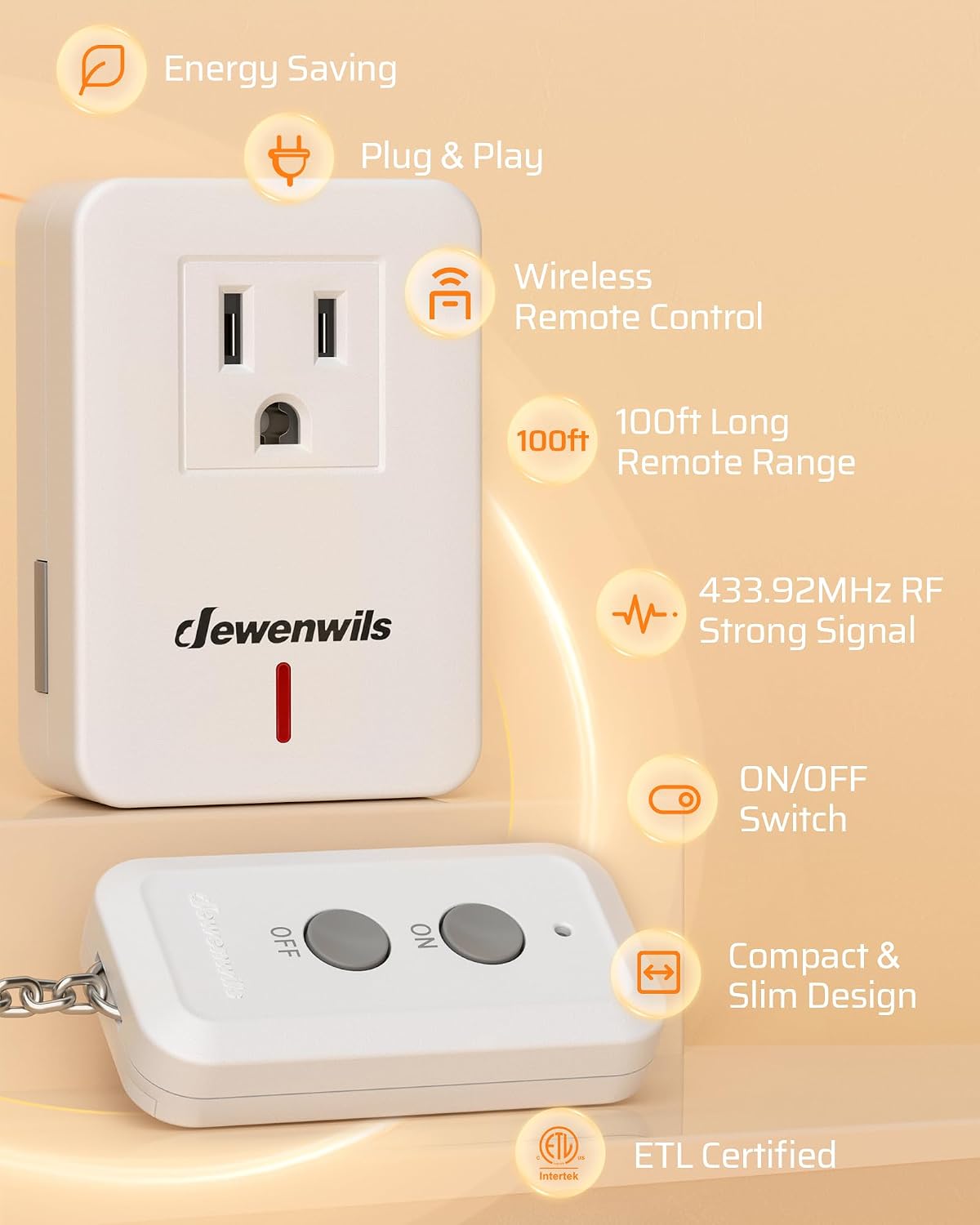 Detalle de DEWENWILS BH9912U-18D Indoor Remote Control Outlet, 100 ft RF Range