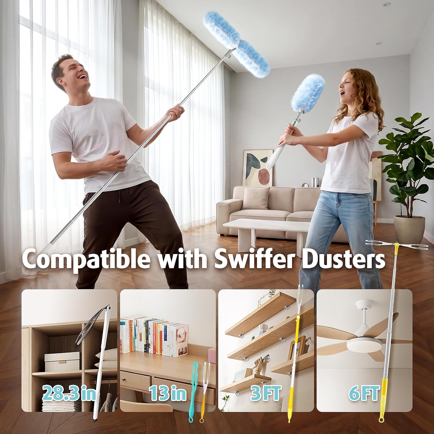 Thumbnail 6 de Air U+ 6 ft Extendable Duster with 20 Refills — Swiffer Compatible Microfiber Dual-Head