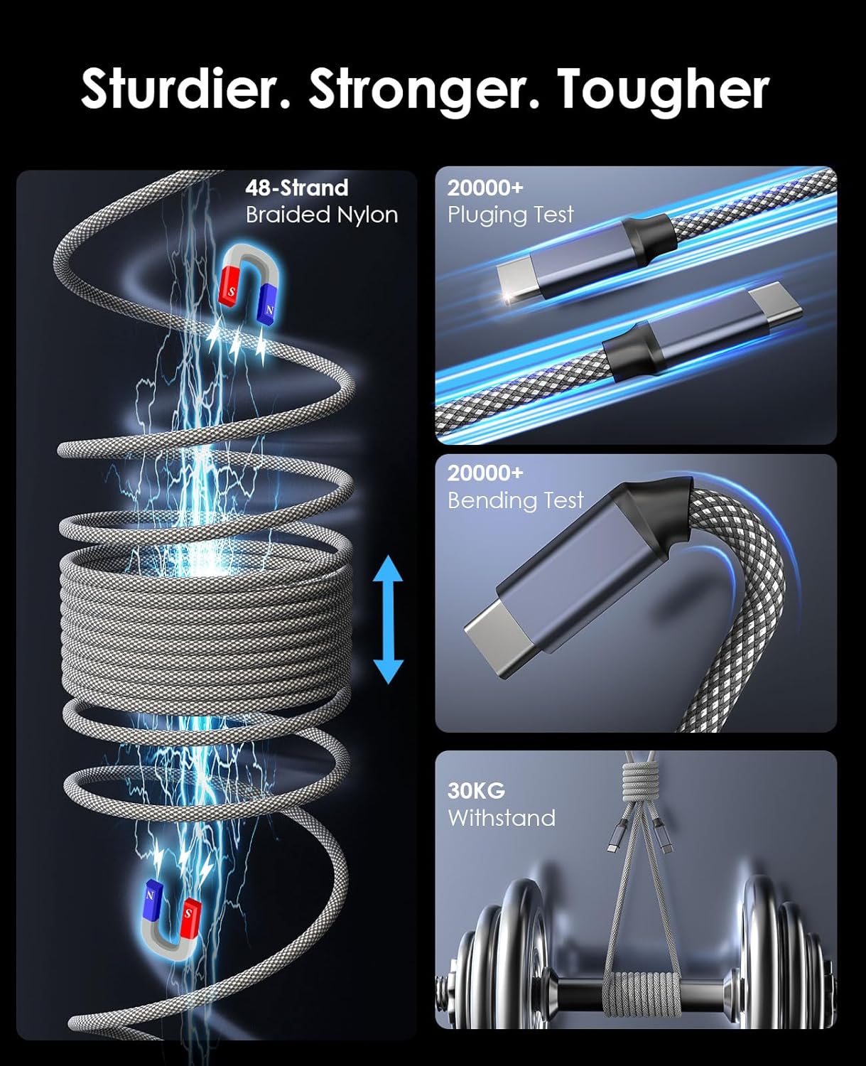Thumbnail 1 de Magtame Cable USB C Magnético 3.3ft ⚡ Carga Rápida