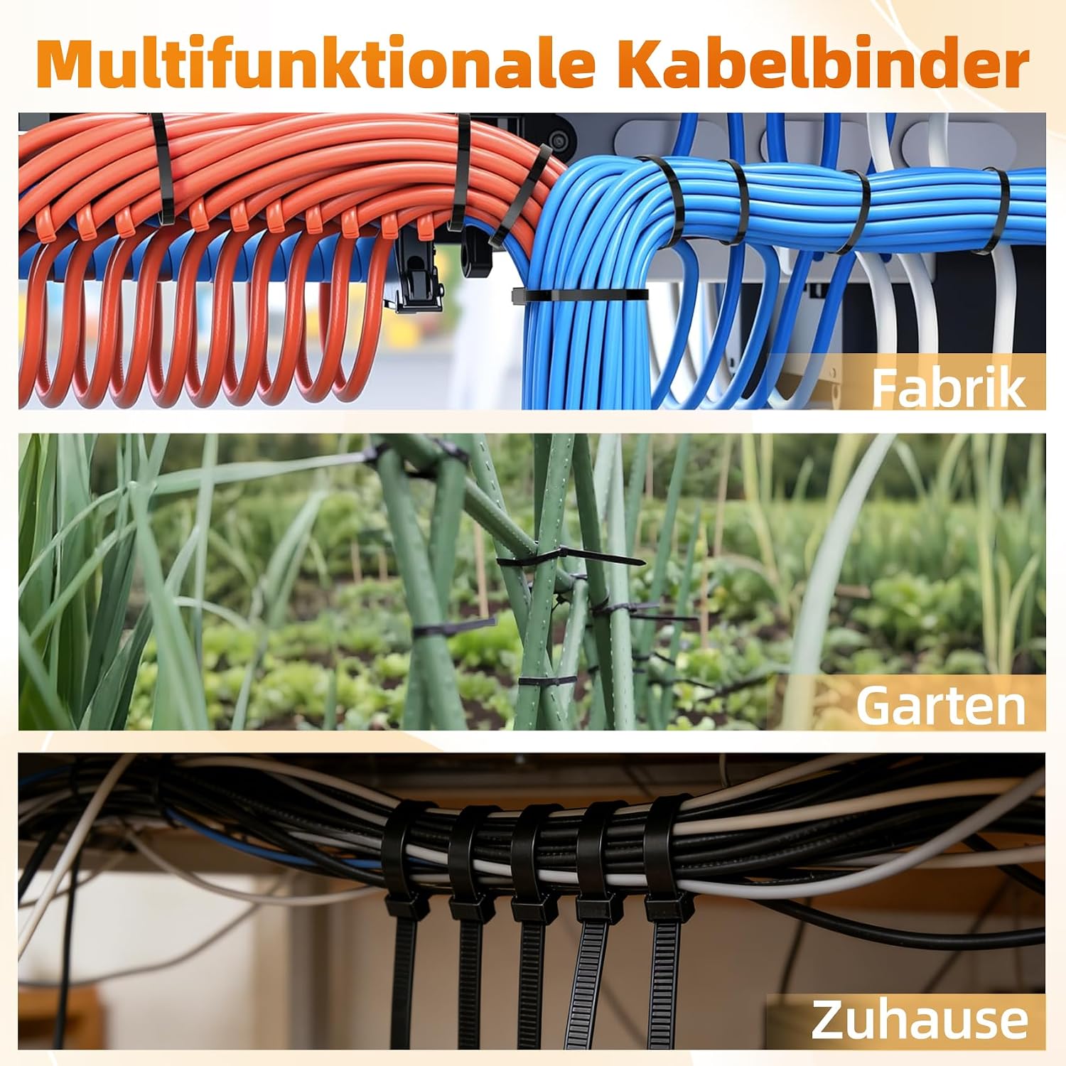 Thumbnail 6 de Kabelbinder Lang Schwarz Wiederverschließbar 500 mm x 4,8 mm – 100 Stück, UV-beständig, 22 kg Zugfestigkeit