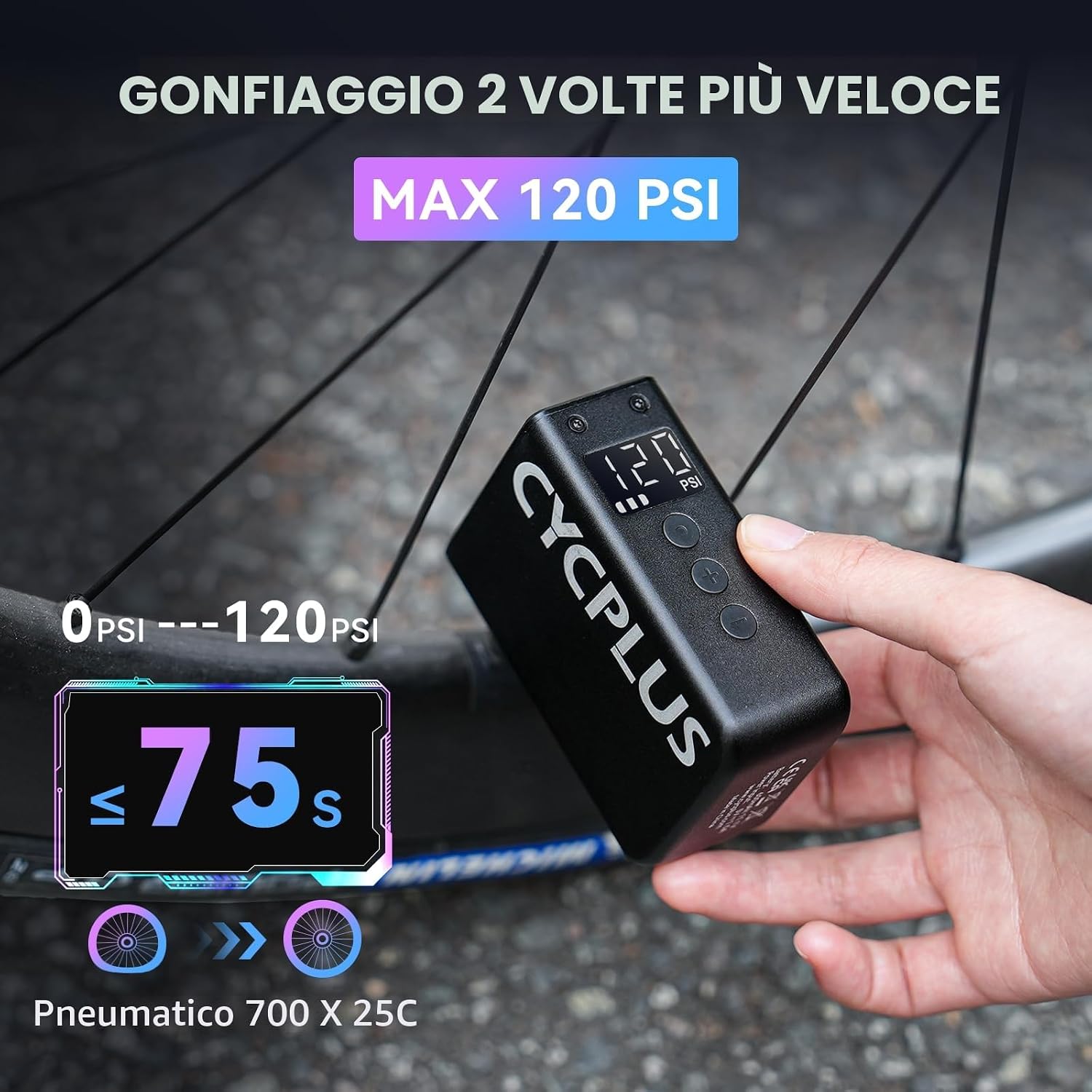 Detalle 2 de CYCPLUS Tiny Pump 120 PSI mini pompa