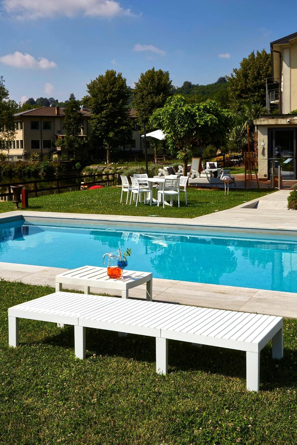 Detalle 2 de Dmora Caserta bain de soleil réglable en polipropylène blanc 195x65x78 cm